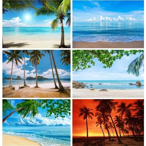 Summer The sea Beach Palms Tree Photography Background Natural Scenic Photo Backdrops Photocall Photo Studio 2196 HHT-01