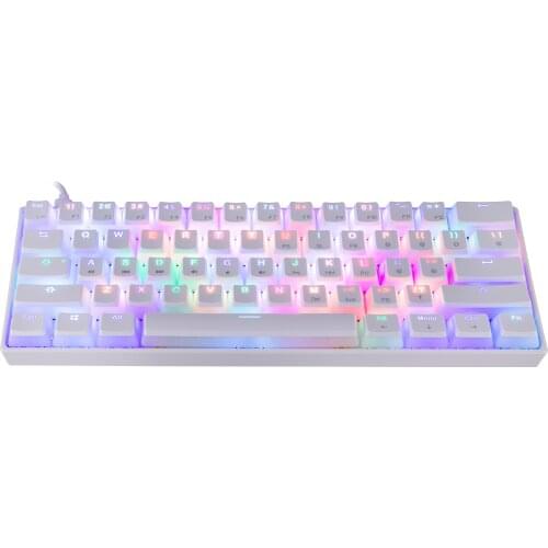 PK61 61 Keys RGB Mechanical Keyboard Type-C Line Separation Wired Gaming Keyboard For PC Windows/Mac/IOS/Linux - White