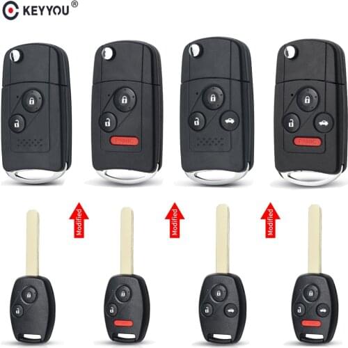 KEYYOU 2/3/4 Buttons Modified Filp Remote Key Shell Fob Case For Honda Fit CRV Civic Insight Ridgeline HRV Jazz ACCORD 2003-2013