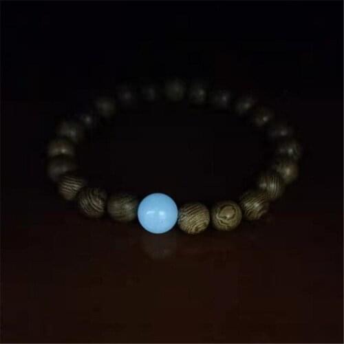 Natural Luminous Bracelet Men Wenge Prayer Beads Tibetan Buddhist Mala Rosary Bracelets For Women Wood Pulsera Hombre Jewelry