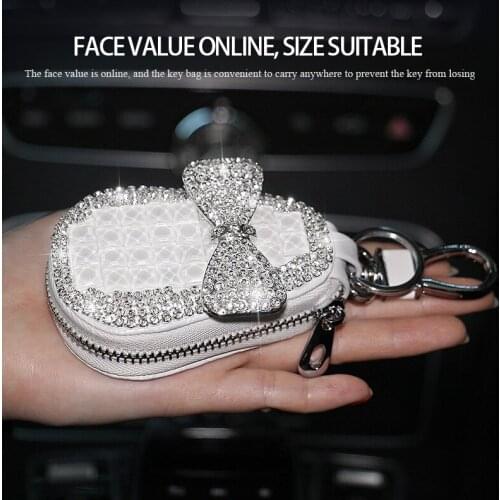 New Universal Diamond Leather Car Key Cover Case Shell Jacket Protector Car Accessories for Girl Woman for MAZDA Benz Bmw F30