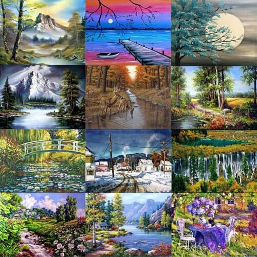 Charming Scenery Series DIY 5D Full Round Drill Diamond Painting Landscape Home Decoration Gift Hanging Painting Kits 40x30cm