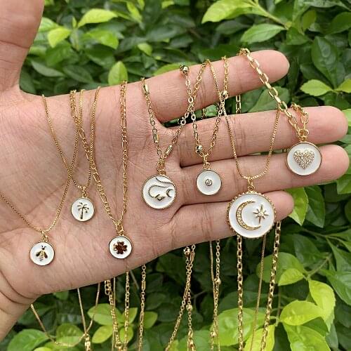 2021 New Trends In Necklace, Enamel Star Heart Pendant Coin Jewelry For Women