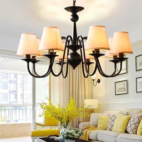 Retro industrial wrought iron chandelier home decor restaurant loft chandeliers Ceiling black lampshade metal chandelier