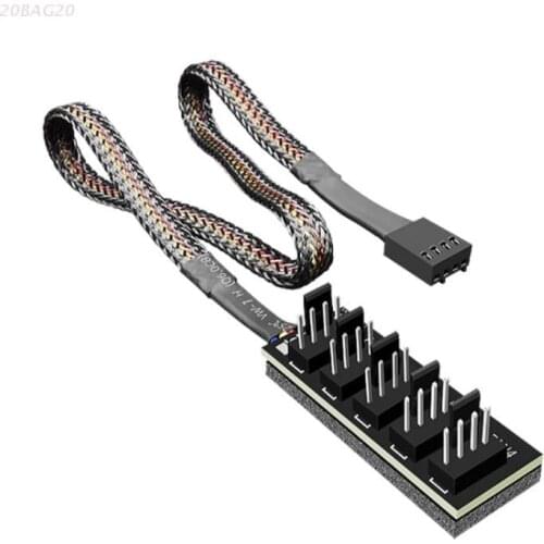 Chassis Fan Hub CPU Cooling 5 Port 4 Pin PWM Controller Multiple Points+Cable