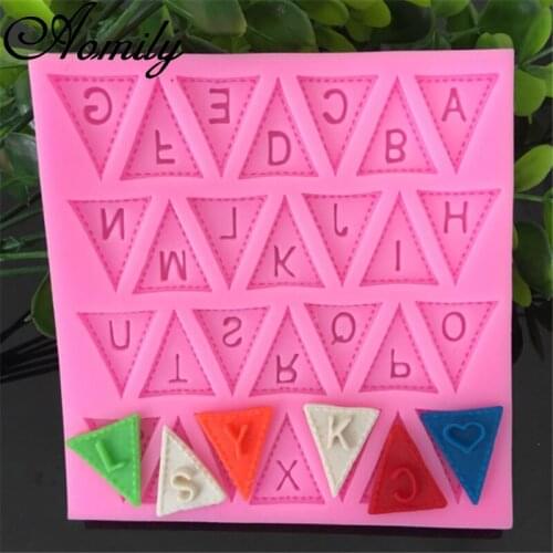 Aomily Triangle Letters Alphabet Silicone Cake Mold Fondant Mold Chocolate Mould Birthday Cake Decorating Baking Tools for Cakes
