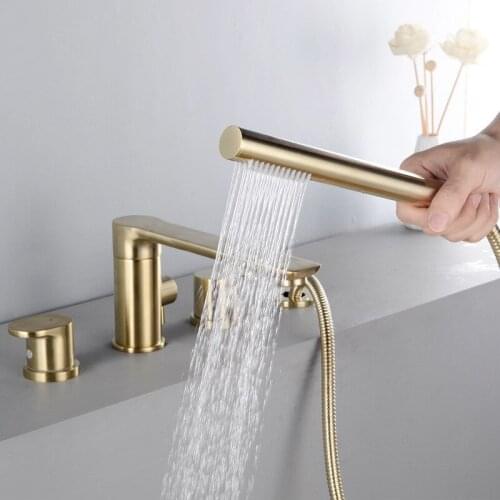 Bathtub Faucet Tota Brass Bathroom Bathtub Mixer Tap Golden Bath Shower Faucets With Hand Shower Bathtub Rain Shower Faucet Set