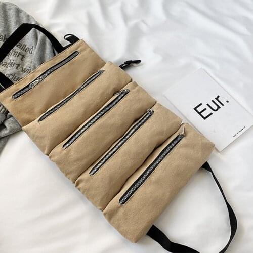 Roll Tool Bag Multi-Purpose Tool Roll Up Bag Wrench Roll Pouch Hanging Tool Zipper Carrier Tote