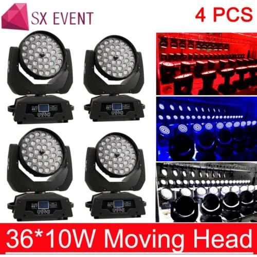 LED 36x10W Zoom Wash Moving Head Light 36x10W RGBW 4in1 LED Moving Head Zoom Wash Light Quad Stage Lighting DJ Party