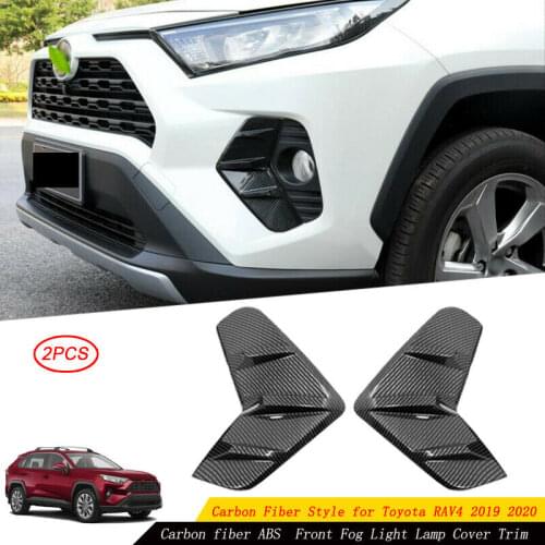 Car External Accessories Carbon Fiber Front Fog Light Lamp Frame Cover Trim For Toyota Rav4 2019-2020 Decoration Stickers