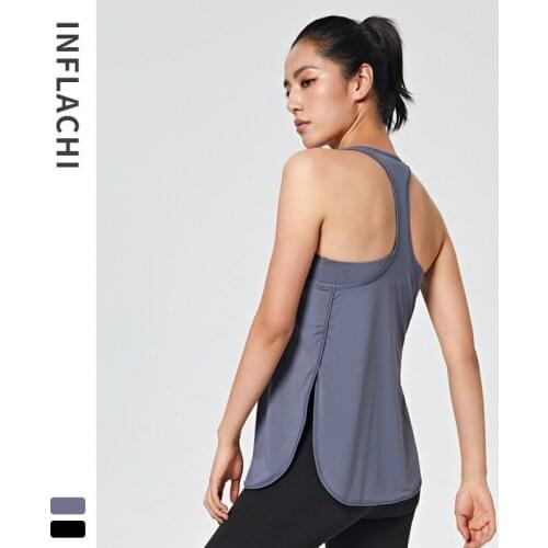 Side Opening Loose Double Layers Women Yoga Tank Top Gym Fitness Sport Fake Two Pieces Sleeveless Vest With Chest Pad