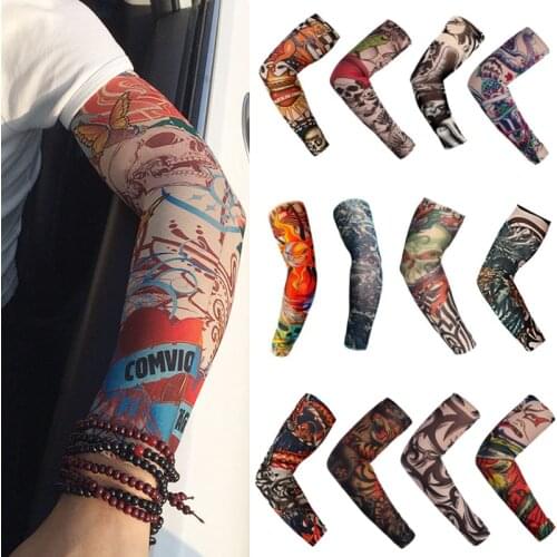 1Pcs Trendy Men Women New high Elastic Fake Temporary Tattoo Sleeve Designs Summer sunscreen Body Arm Warmers