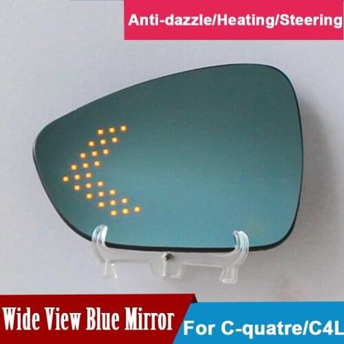 2Pcs For Citroen C5 C-Quatre C4L DS5 DS3 DS6 Rearview Mirror Blue Glasses Wide Angle Led Turn Signals light Power Heating defog