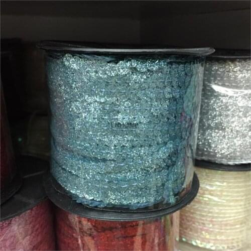 2017 New Design 100 Yards 6mm Glitter Powder Coating Sequins Roll Trim, Sold per Packet of 1 Roll(100 Yards)-Light Blue Confetti