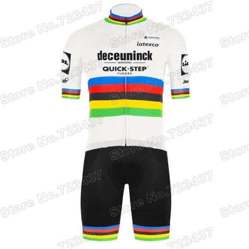 2021 Quick Step Cycling Skinsuit World Champion Race Bodysuit Men Road Bike Jersey Set Cycling Clothing Rompers Jumpsuit Maillot