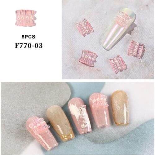 5pcs 3D Fairy Aurora Skirt Nail Art Decoration Accessories Nail Aurora Skirt Accessories Charm Nail DIY Pearl Skirt Decoration