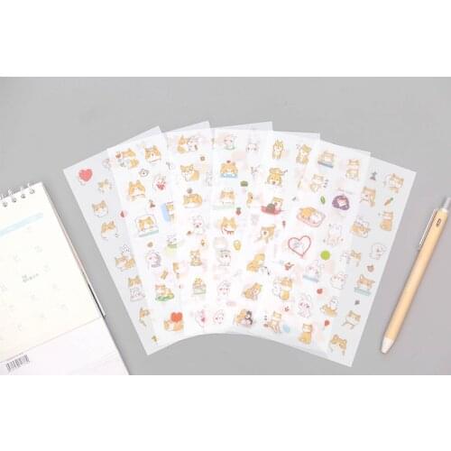 6pcs Cute dog rabbit sticker pvc diy decoration sticker for album scrapbooking stationery sticker gift for kids