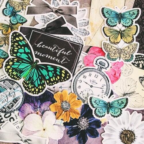 60PCS Retro butterfly stickers DIY scrapbooking album journal diary happy planner gift seal decorative stickers