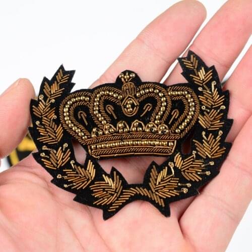 AHYONNIEX Crown India Silk Patches High Quality Patches DIY applique Stick On metal Badge Clothes Shoes Bags Decoration Patches
