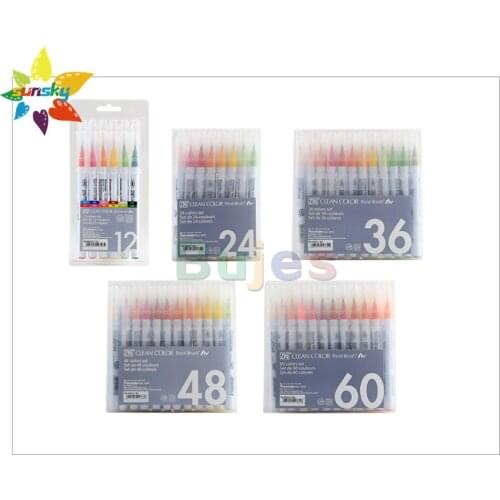 Kuretake 4/6/12/24/36/48/60/90 color Watercolor brush soft head hand account illustration watercolor pigment art supplies