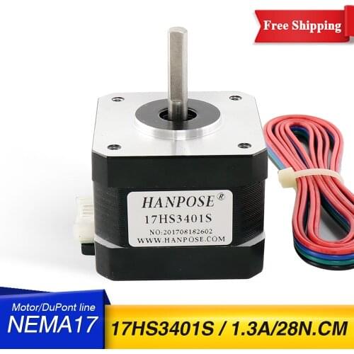 Free shipping 17HS3401S- 4-lead Nema 17 Stepper Motor 42 motor 42BYGH 1.3A CNC Laser and 3D printer
