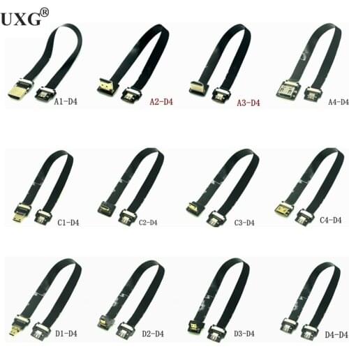 D4 FPV Dual Up Angled 90 Degree HDMI-compatible Male To Male HDTV FPC Flat Cable For Multicopter Aerial Photography 10CM 50CM
