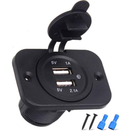 Dual USB Charger Socket Panel Waterproof 3.1A 4.2A Power Outlet Adapter with LED Light 12-24V for Car Boat Marine Mobile