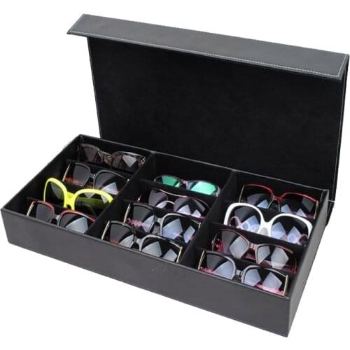 48*24*6cm 12 Grid Sunglasses Storage Box Organizer Glasses Display Case Stand Holder Eyewear Eyeglasses Box Sunglasses Case