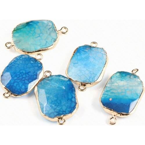 Natural Stone Charms Pendant Geometry Shape Stone Double Hole Connector Charms Beads DIY ewelry Accessories for Jewelry Making