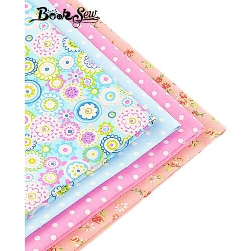 Booksew cotton fabric floral dots pattern 4PCS/lot 40cmx50cm bundle quilting patchwork clothes bedding tissus tilda home textile
