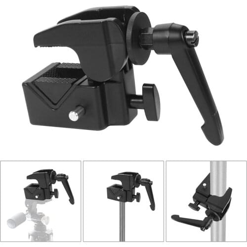 BGNing Aluminum Camera Fixing Mount Clip Crab 1/4" 3/8" Hole Photo Studio Rail Tube Super Clamp for Canon/Nikon SLR DSLR Tripod