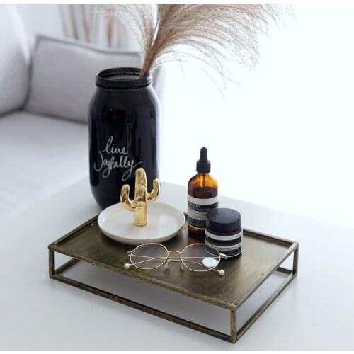 SWEETGO Square gold tray cake tools for dessert table party decoration perfume/makeup/jewelry storage racks coffee tray vintage