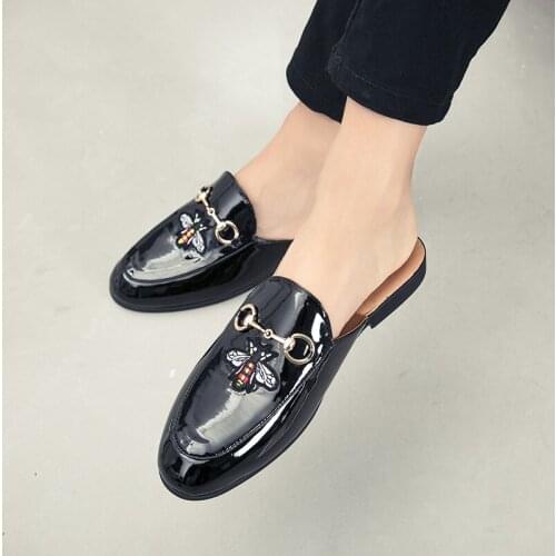 Summer luxury brand designer mens casual leather sandals business Italian mens half length shoes slippers zapatillas hombre 45