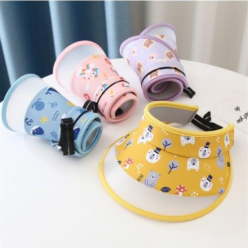 Summer Hats For Kids Boys Girls Cartoon Animal Funny Visor Empty Top Foldable Sun Hat Outdoor Beach Caps Children 1-10 Years Old