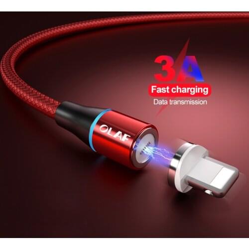2M USB Cable for iPhone X Xs Max XR 3A Magnetic Fast Charging USB Charger Data Cable for iPhone Cable 8 7 6Plus USB Charge Cord