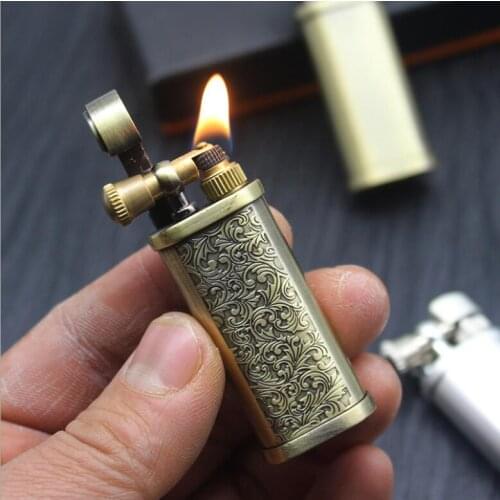 Metal Kerosene Lighters Flame Retro Metal Grinding Wheel Petrol Old Trenches Cigarette Tool Smoker Gift
