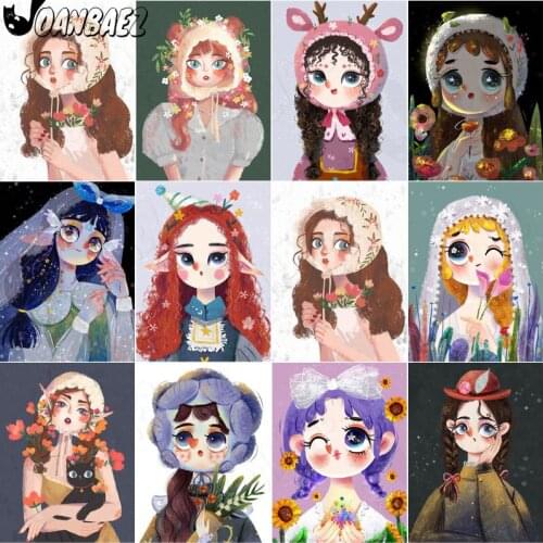 Cute Girl 5D Diy Diamond Painting Cartoon Cross Stitch Embroidery Mosaic Kit Hand-Inlaid Wall Decoration Design