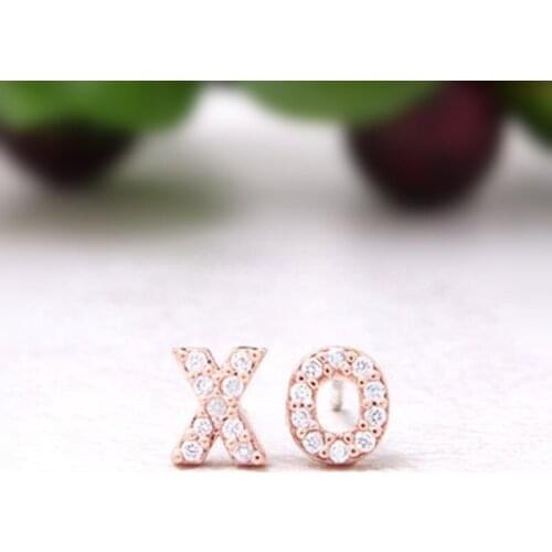 Fashion "XO" studs Earrings Cute letter earrings with rhinestones