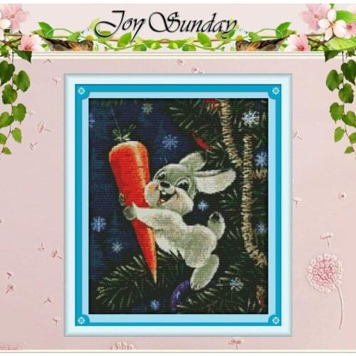 The Rabbit And Carrot Counted Cross Stitch 11CT 14CT Cross Stitch Set Wholesale Animals Cross-stitch Kits Embroidery Needlework