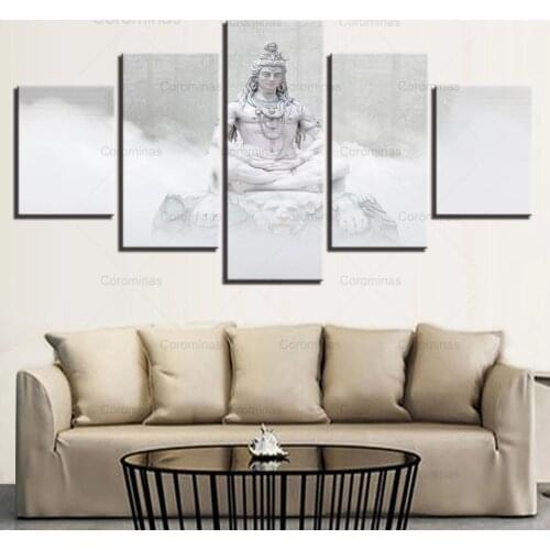 Canvas Wall Art Poster Living Room Home Decor 5 Pieces Hindu Gods Shiva Paintings Modular Hd Prints Hinduism Pictures Decoration