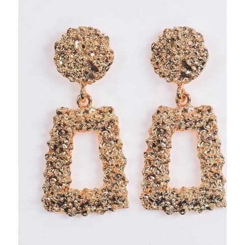 2020 New Metal ZA Earrings Jewelry Womens Geometric Hollow Square Drop Earrings For Women Fashion Long Dangle Earring Female