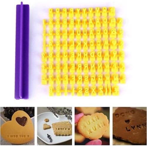 New DIY Alphabet Plastic Cake Mould Stamp Embosser Fondant Mold Letter Impress Biscuit Cookie Cutter Press