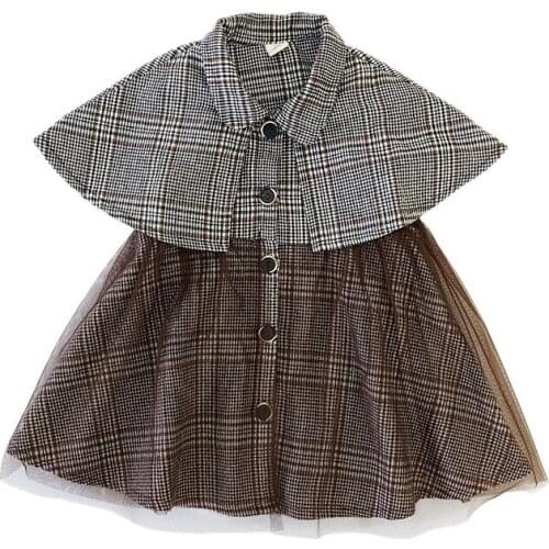 YorkZaler Girls Dress England Style Plaid Kids Dresses For Girls Autumn Fashion Lace Princess Dress Baby Children Clothes