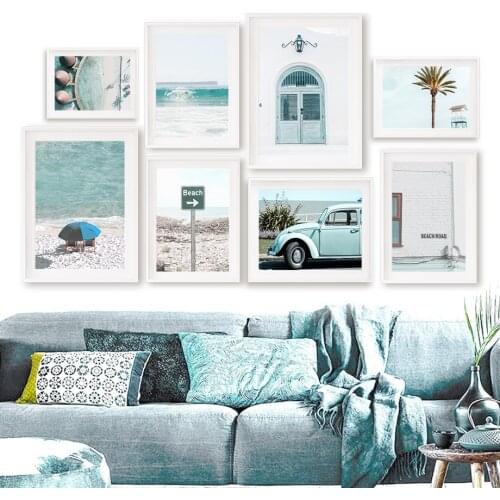 Beach Palm Ocean Wave Door Car Pineapple Wall Art Canvas Painting Nordic Posters And Prints Wall Pictures For Living Room Decor