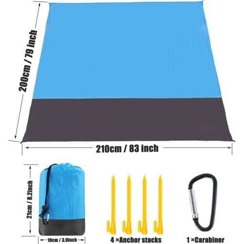 Large Beach Towels Mat Anti Sand-free Beach Anti Sand Beach Blanket Oversized Pocket Picnic 4 Anchor Wind Prevent Sand Proof