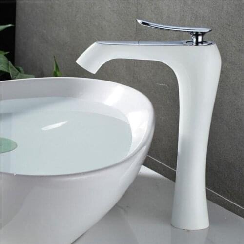 Vidric Bathroom Sink Faucet hot and cold Crane Brass Basin Faucet White and Chrome Sink Faucet Single Handle water tap