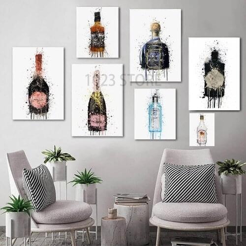 Modern Fashion Graffiti Wine Bottle Nordic Canvas Color Painting Poster Printing Wall Art Decoration And Home Room Decor Picture