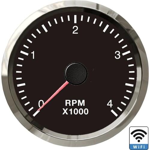 SPR 52mm WiFi Tachometer 4000RPM Programmable Gauge for Generator Car Boat Diesel Gasoline Engine 12/24V Yellow/White Backlight
