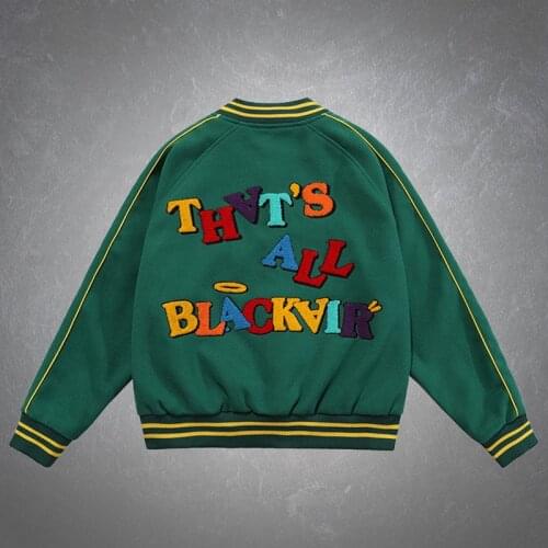 Hip Hop Streetwear Vintage Men Bomber Baseball Jacket Harajuku Letter Embroidery Patchwork Cotton Casual Coat Unisex 2021 Autumn