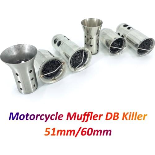 51mm 60mm Motorcycle Exhaust Pipe DB Killer Front Catalyst Universal Muffler Silencer Removable for Yamaha Honda Kawasaki Suzuki